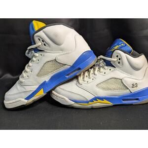 Jordan 5 Retro GS "Laney" Size 6.5Y Used VGC w/ Box 440888-189 White Royal Blue